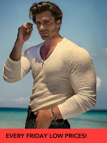 Camiseta de manga larga con textura acanalada y cuello redondo para mujer