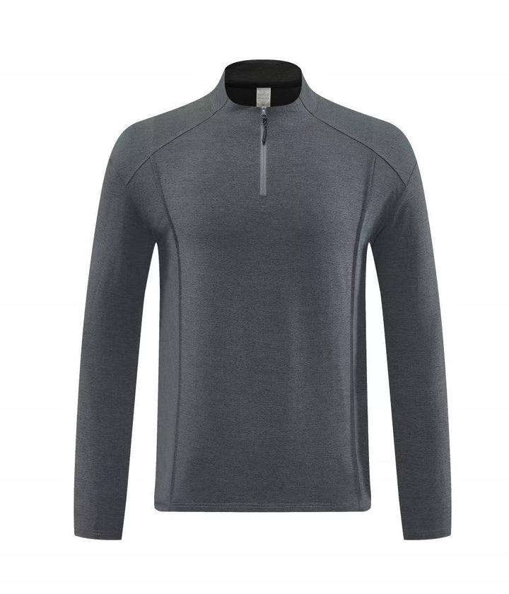 Maglia da allenamento da uomo a mezza zip con collo alto, maniche lunghe e asciugatura rapida