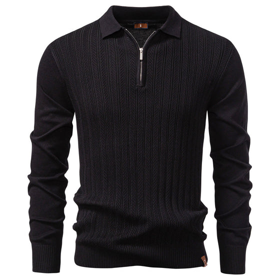 Long-Sleeve Sweater Half-Zip Thin Sweater For Men - Ahaselected