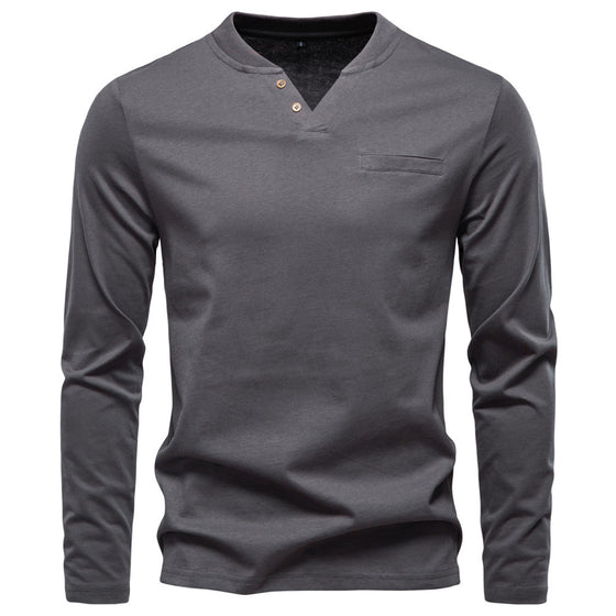 V-neck Long-sleeved T-shirt Slim-fit Bottoming Shirt - Ahaselected