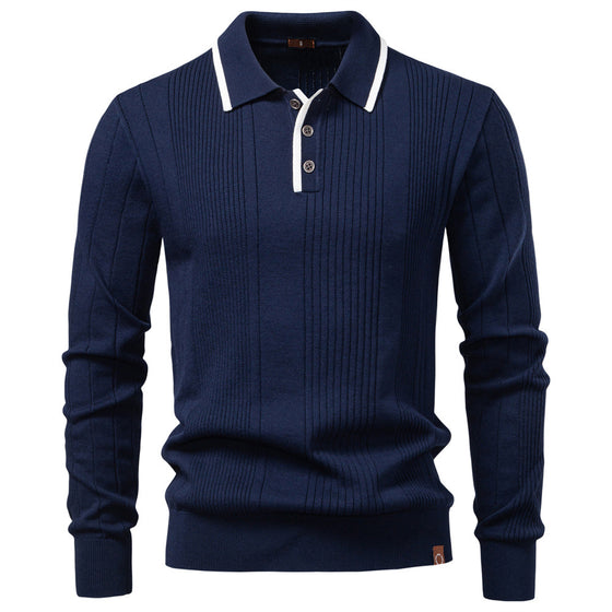 Sweater Polo Half Zip Knitted Sweater Men's - Ahaselected