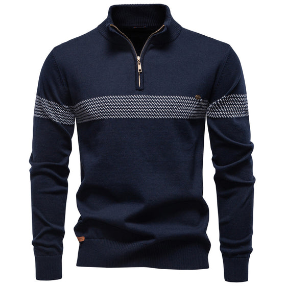Men's Casual Half-Zip Top With Vertical Collar - Ahaselected