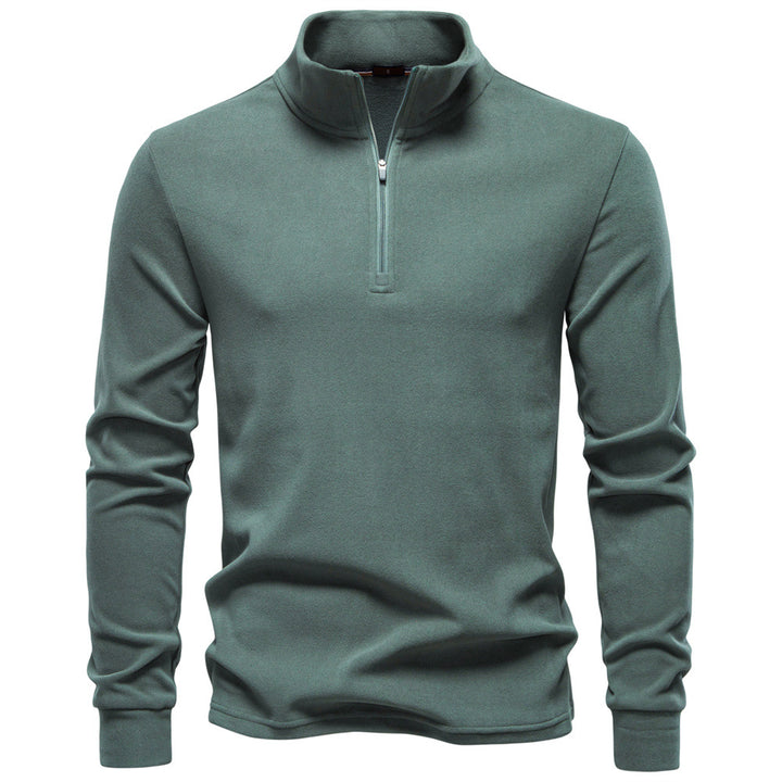 Haut thermique basique chaud pour homme en polaire avec demi-fermeture éclair et col montant