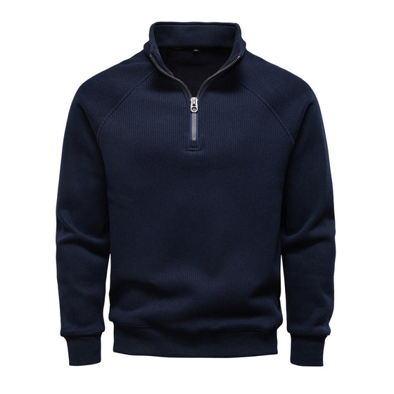 Men's Fleece-Lined Sweatshirt With Half-Zip Collar - Ahaselected