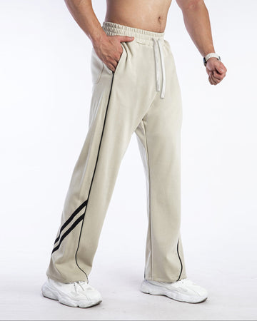 Pantalones deportivos con cordón y doble raya para hombre