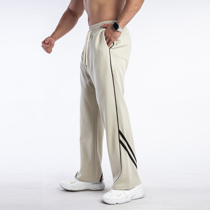 Pantalones deportivos con cordón y doble raya para hombre