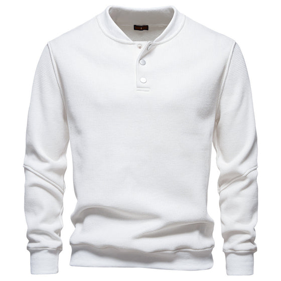 Men’s Waffle Textured Henley Sweatshirt