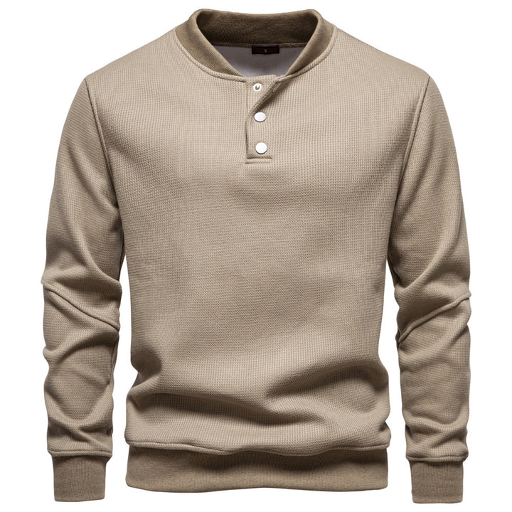 Men’s Waffle Textured Henley Sweatshirt