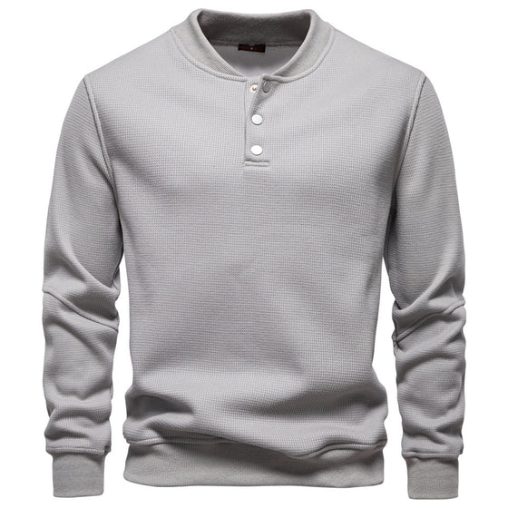 Men’s Waffle Textured Henley Sweatshirt - Ahaselected
