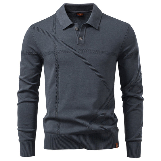 Refined Textured Knit Polo Sweater