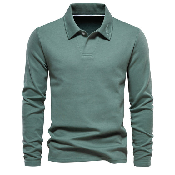 Long Sleeve Cotton Blend Polo Shirt