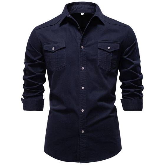 Chemise en denim pour homme Chemise à manches longues Tannin