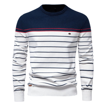 Classic Striped Crew Neck Knit Sweater