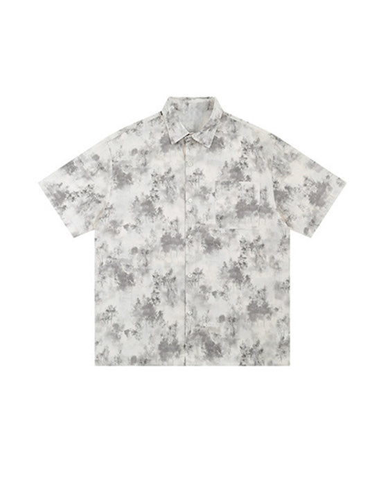 Holiday print SS shirt Tie-dye - Ahaselected