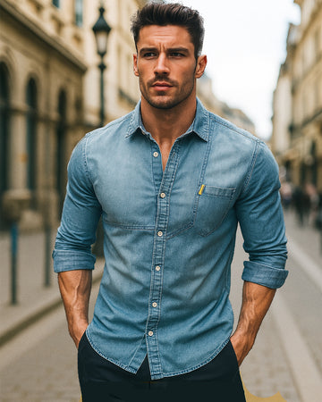 Classic Long Sleeve Denim Shirt