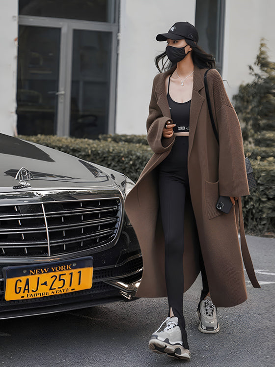 Cashmere Belted Pocket Midi Cardigan - Ahaselected