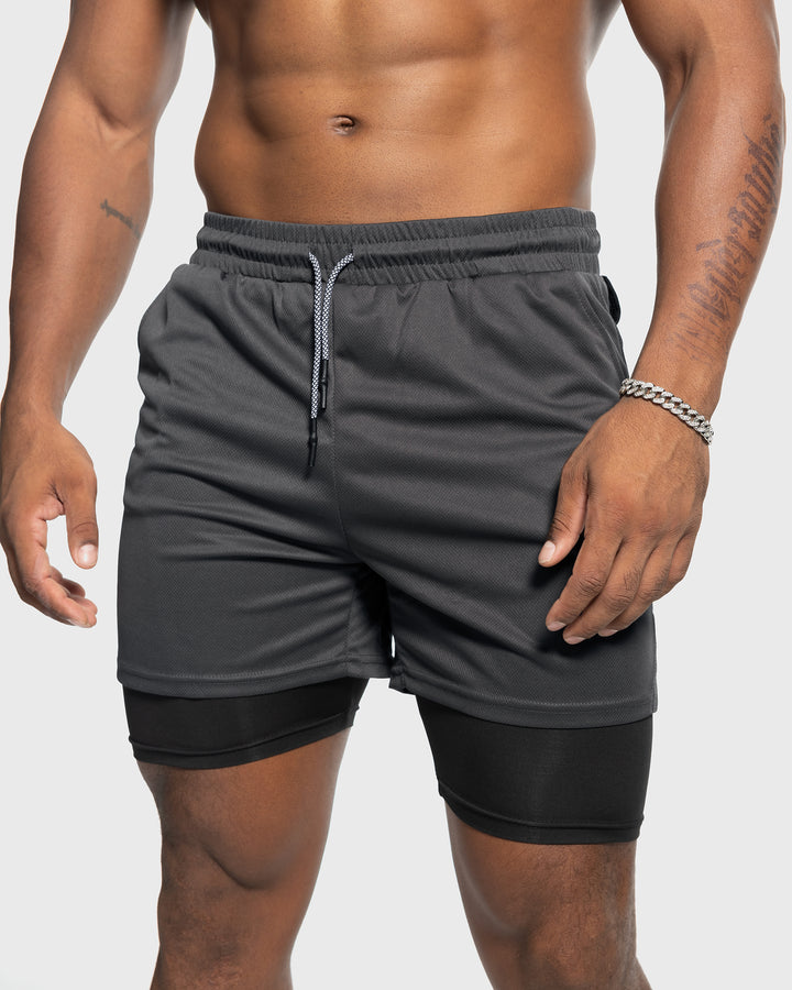 Pantaloncini elasticizzati a rete 2 in 1 con tasca Kinetic da 7"