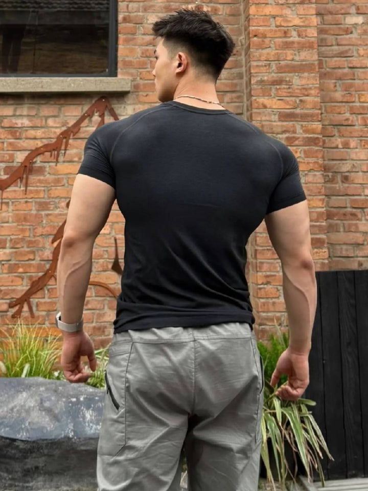 Seamless Waffle Knit Quick-Dry Skinny Active Tee New