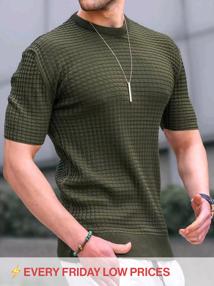 Comfy Waffle Crewneck T-Shirt Short Sleeves