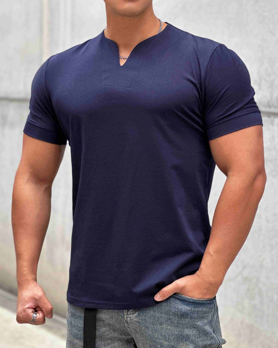 Society Cotton V-neck Short Sleeve - Ahaselected