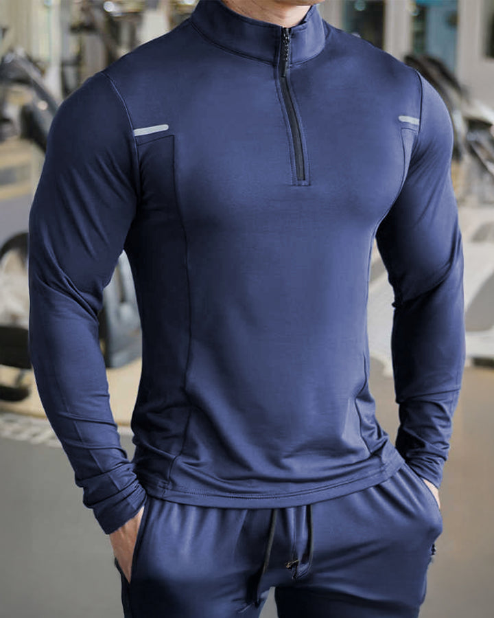 Reflektierende Performance Langarmshirts mit Viertelreißverschluss