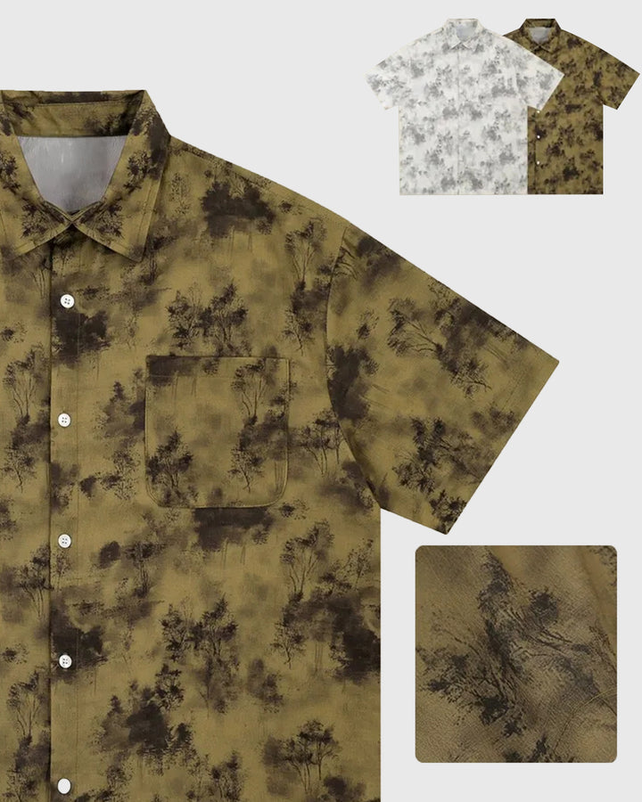 Camicia a maniche corte con stampa festiva Tie-dye