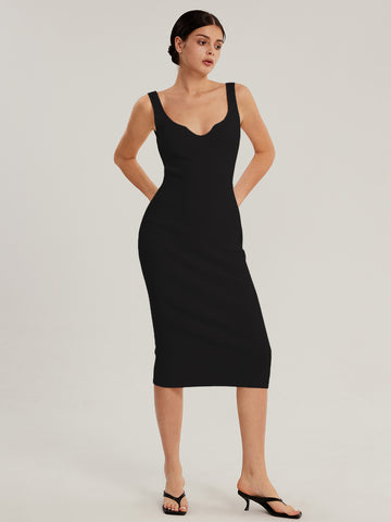 Robe à col en V avec bretelles