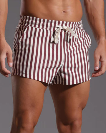 Men’s Striped Cotton Blend Elastic Waist Shorts-2" Inseam