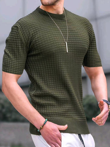 Comfy Waffle Crewneck T-Shirt Short Sleeves