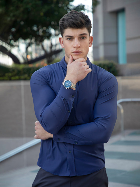 Commuter Performance Stretch Dress Shirt-Marine - Ahaselected