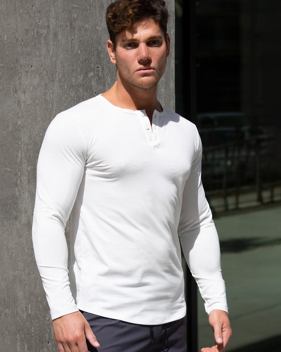 All Day Elite Henley Curve-Hem Long Sleeve - Ahaselected