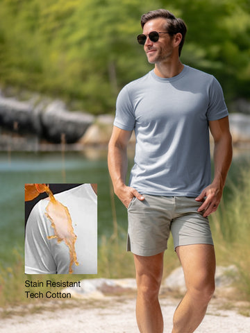 T-shirt résistant aux taches pour homme en coton technique