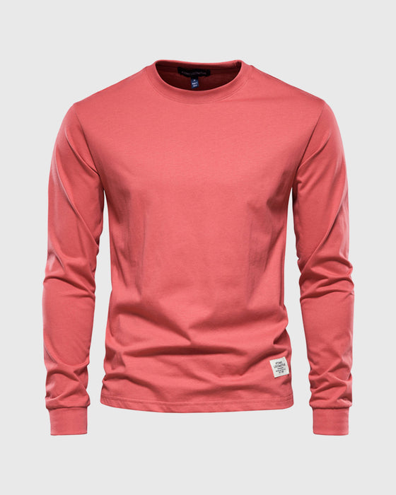 Crew neck Long Sleeve Cotton Premium Basic T-Shirt - Ahaselected