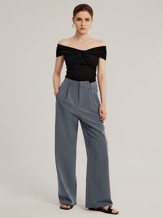 Irregular Waist Wide-Leg Suit Pants - Ahaselected