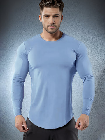 Camiseta de manga larga con cuello redondo y corte ajustado