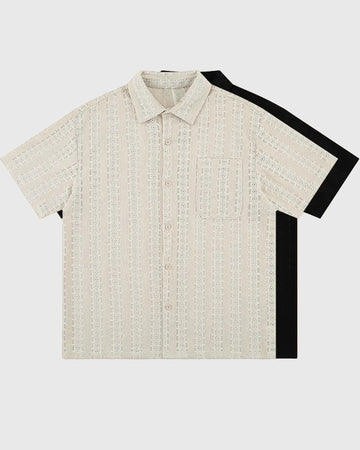 Camicia Jaquard Flora a Maniche Corte