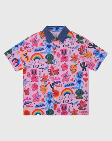 Chemise à manches courtes imprimée graffiti vacances