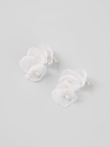 Half-Circle Floral Rhinestone Earrings