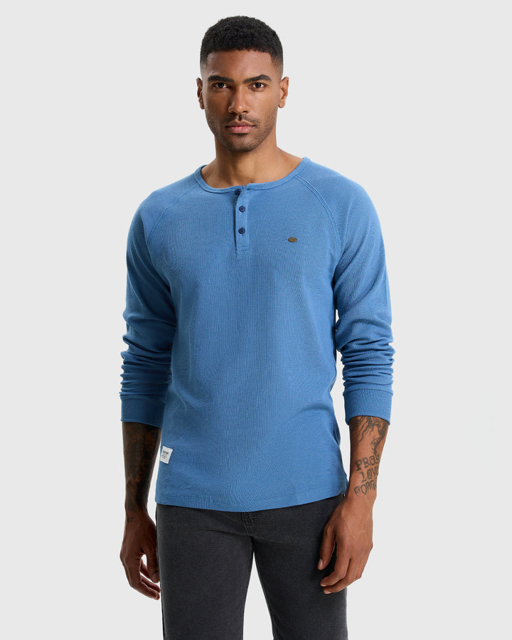 Waffle Henley Long Sleeve T-Shirt(Final Sale–No Return or Exchange)