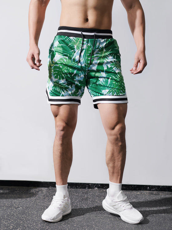 Gym To Street Mesh 6" Short-Palm Print - Ahaselected