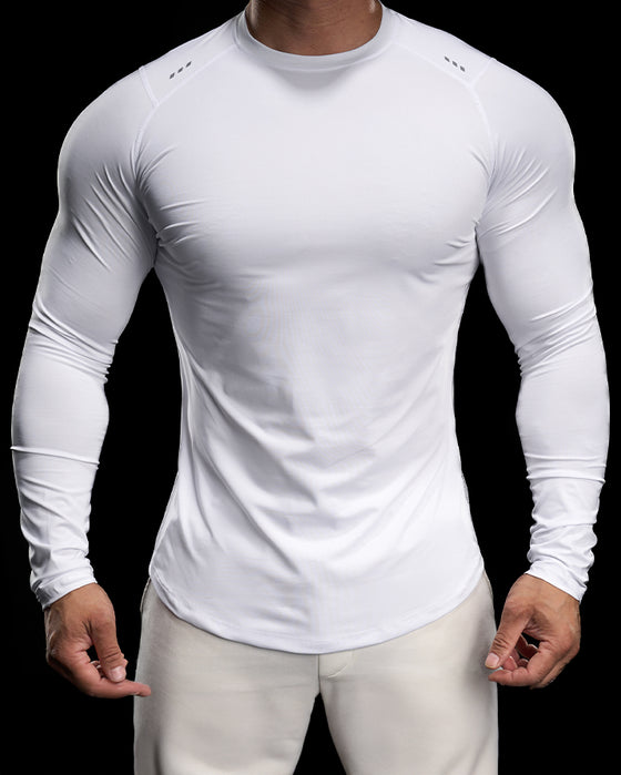 Reflective Performance Long Sleeve Tee Crew Neck Quick Dry - Ahaselected