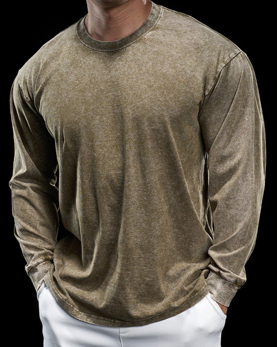 Heritage Washed Crew Long Sleeve Shirt - Ahaselected