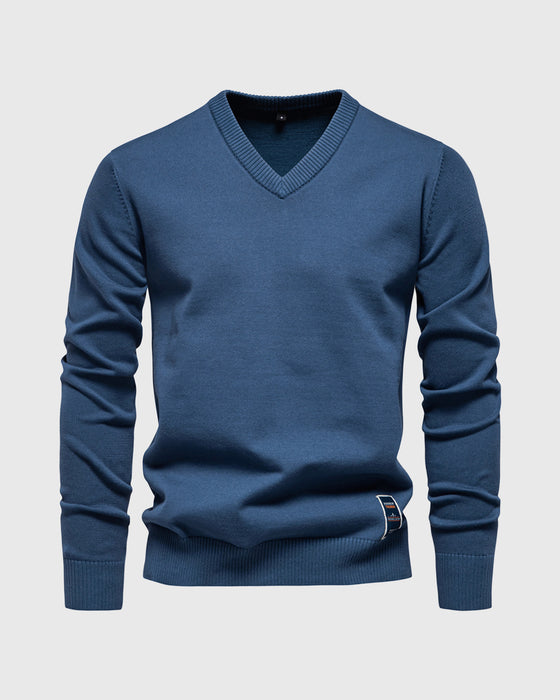 Ribbed V Neck Sweater New - Ahaselected