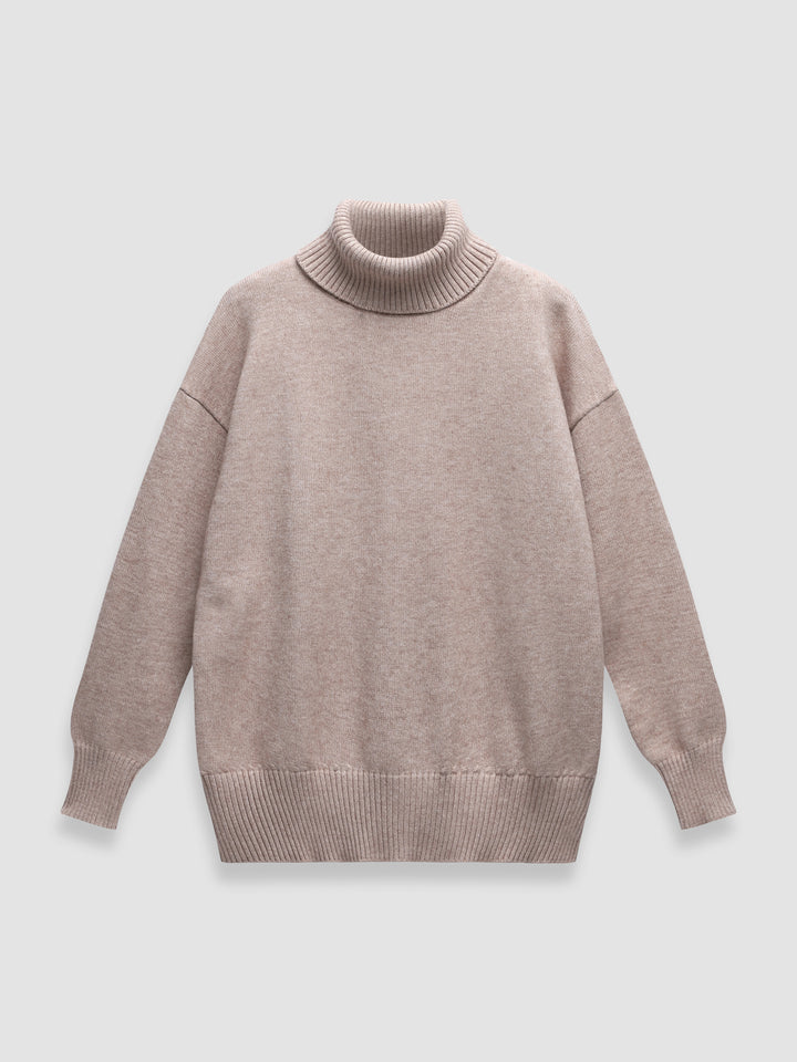 Turtle-Neck Solid Loose Sweater