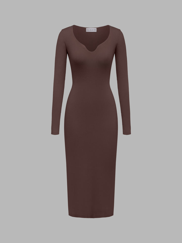 Robe maxi à manches longues Sweetheart's Neck