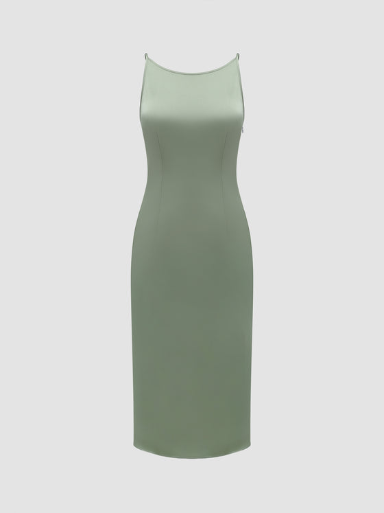Rebecca Imitated Silk Midi Dress - Ahaselected