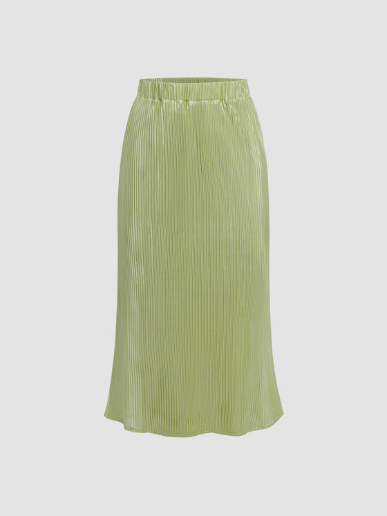 Satin Striped Textured A-Line Skirt - Ahaselected