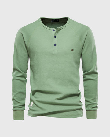 Waffle Henley Long Sleeve T-Shirt(Final Sale–No Return or Exchange)