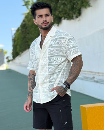 Camicia Havana a maglia di pizzo manica corta nuova