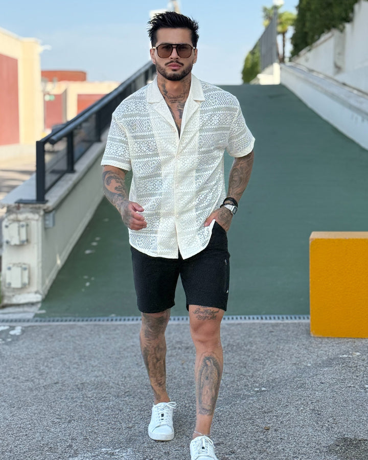 Camicia Havana a maglia di pizzo manica corta nuova